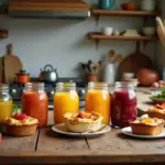 Приготовленные заранее завтраки на неделю в банках и запеканках на кухонном столе